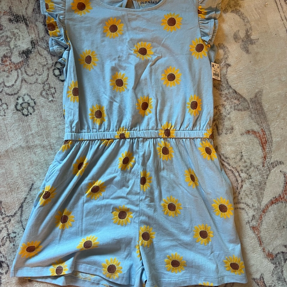 Old Navy Kids Light Blue Sunflower Print Romper